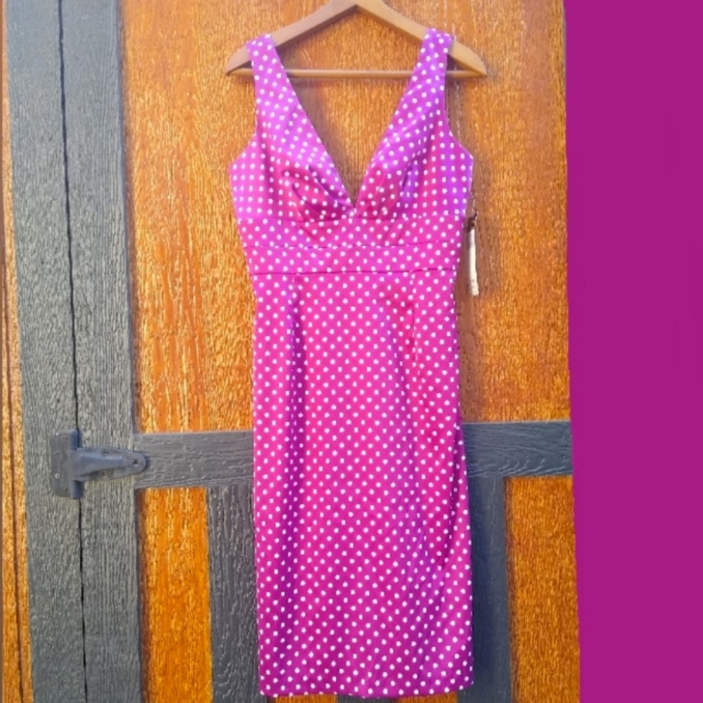 NWT Y2K Sock Hop Polka Dot Strapless Costume 70 Purple White Corset Tie Dress 10